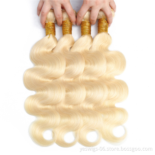 Wholesale Blonde 613 Hair Bundles Pre Colored Cuticle Aligned Virgin Donor 613 Blonde Raw Indian Human Hair Extension Body Wave